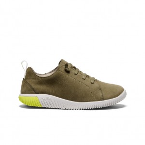 Keen KNX Leather Sneakers Big Kinder Olivgrün | ENG37100BN